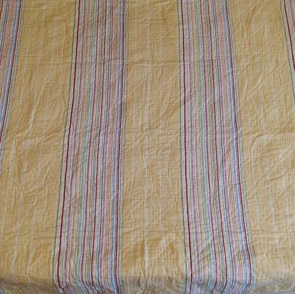 Pottery Barn Yellow Cotton Stripe Hand-stitched Quilt - Picture 12 of 15